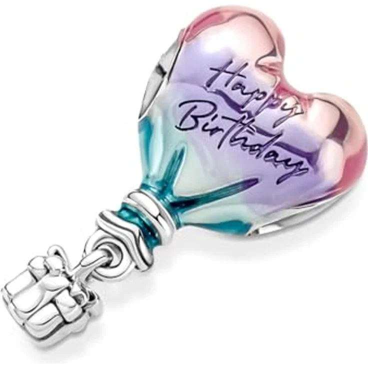 PANDORA Charm Geburtstag Heißluftballon, Sterling-Silber mit violetter, rosa und blauer Emaille, 3D-Geschenkbox-Anhängsel – Bild 3