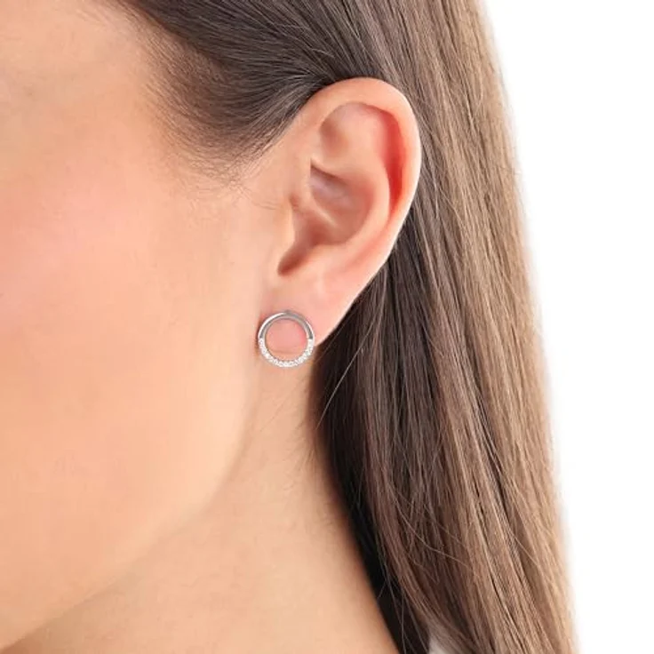 s.Oliver Ohrringe für Damen, 925 Sterling Silber rhodiniert mit Zirkonia, 12x12 mm, in Geschenkbox – Bild 2