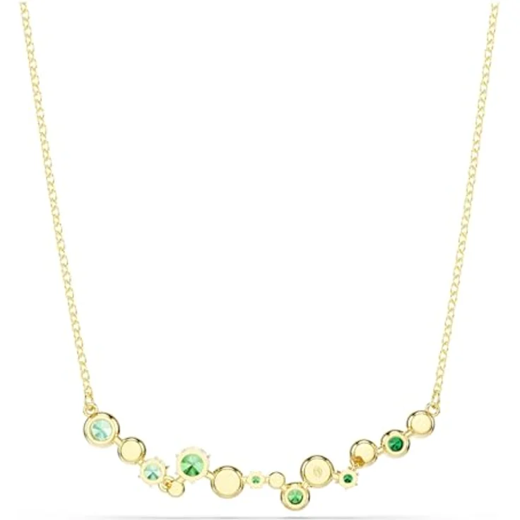 Swarovski Constella Halskette, vergoldete Damenhalskette mit klaren Kristallen und grünen Zirkonia, 38-48 cm, inklusive Swarovski Box – Bild 5