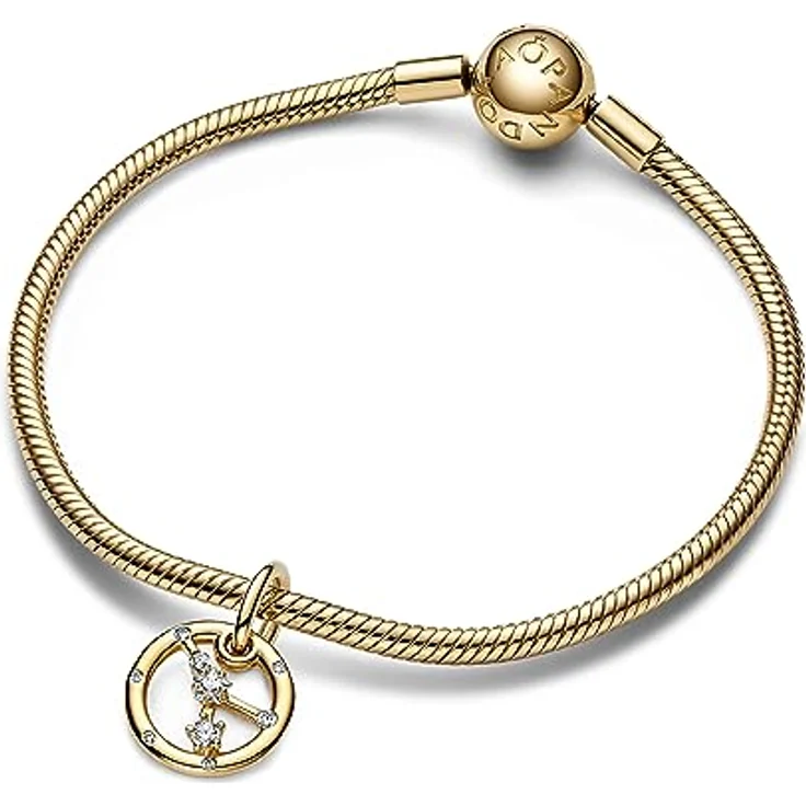PANDORA Moments Sternzeichen Krebs Charm-Anhänger, Sterling Silber mit 14 Karat vergoldeter Metalllegierung und Zirkonia, kompatibel mit Moments Armbändern, 762708C01 – Bild 2