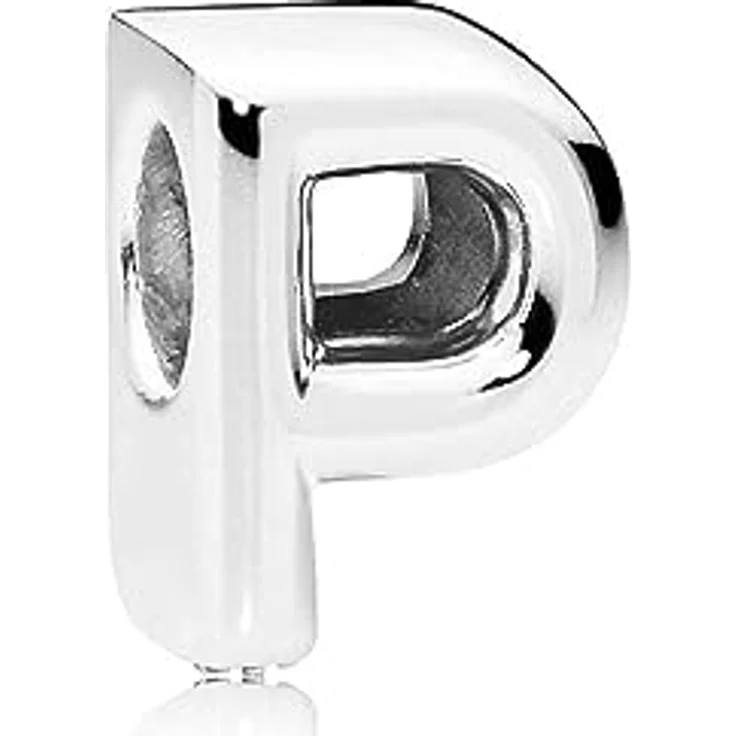 PANDORA Moments Buchstabe P, wendbares Alphabet-Charm aus Sterling-Silber mit geprägten Herzen und Perlen, kompatibel mit Armbändern der Moments Kollektion – Bild 4