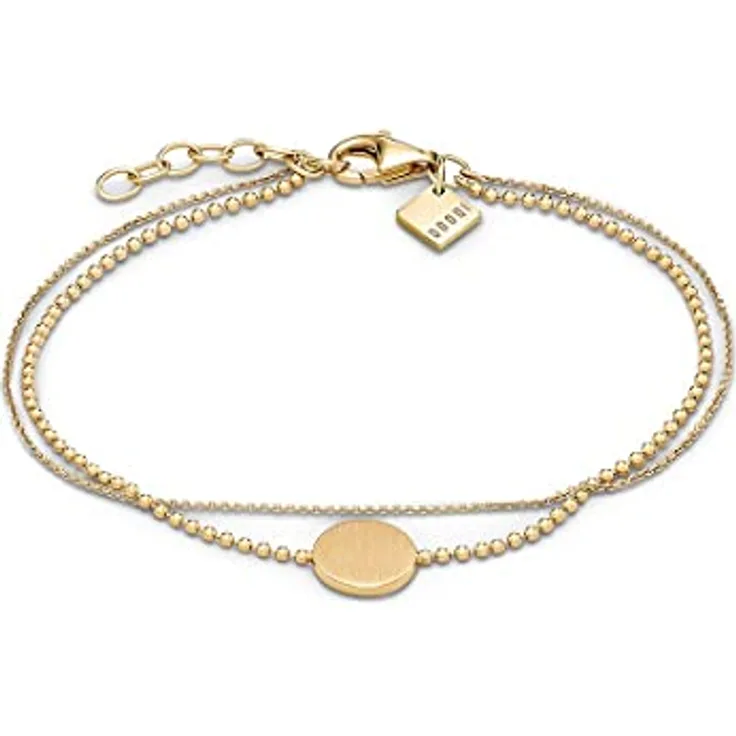 CHRIST Damen-Armband 925er Silber, recycelt, Gold 32011540, Länge 17 cm, Verlängerung 2 cm, Stärke 1,2 mm