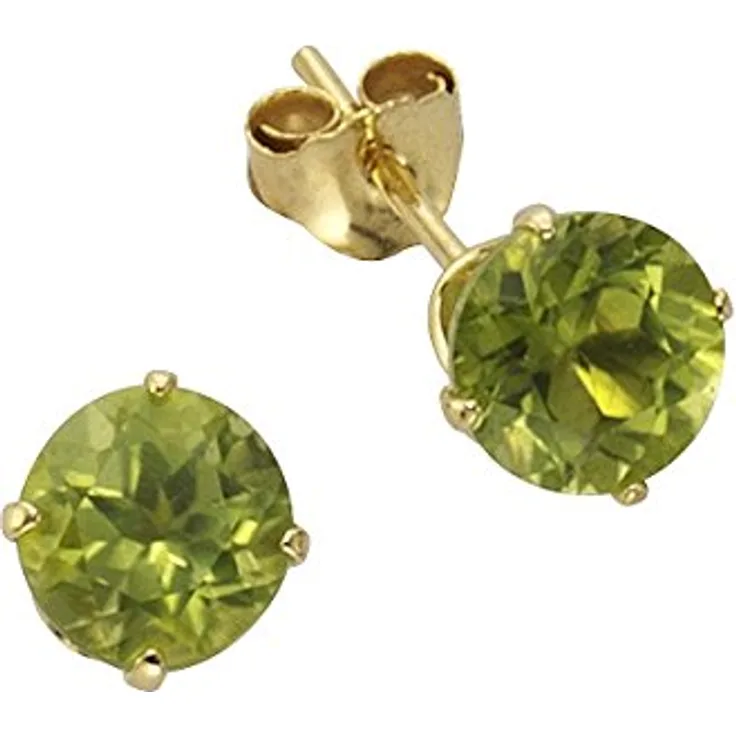Fascination by Ellen K. Ohrstecker Gold 333, Damenohrringe mit 5mm Peridot-Steinen in Grün