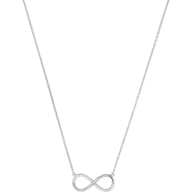 Amor Kette mit Anhänger Weißgold 375/9ct, Damen Halsschmuck mit Zirkonia, 42+3 cm, Infinity, in Schmuck Geschenk Box, 2014440 – Bild 1
