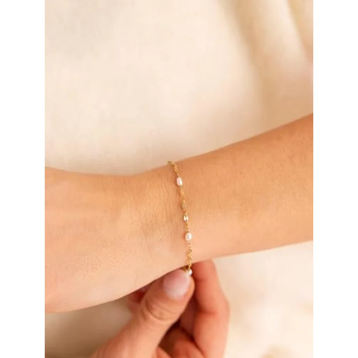 Purelei Delicate Pearl Armband für Damen, Edelstahl Armband mit Süßwasserperlen, verstellbar in Gold – Bild 3