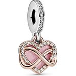 PANDORA ROSE Charm Anhänger Herz "Funkelndes Unendlichkeitsherz" mit klaren Cubic Zirkonia und rosafarbener Emaille, 788878C01