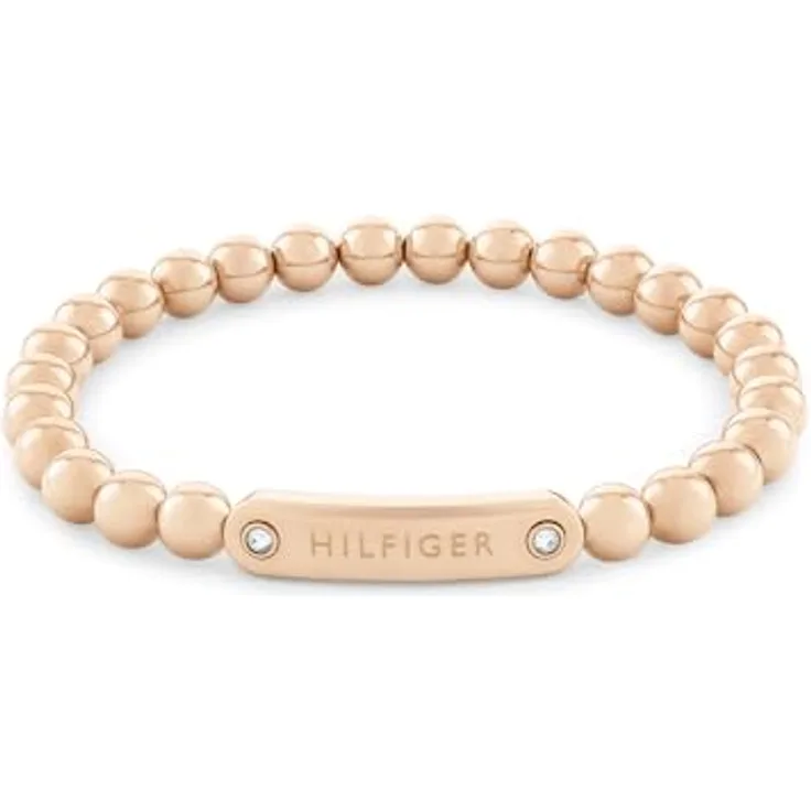 Tommy Hilfiger Jewelry Armband mit Schmuckperlen für Damen, Edelstahl mit rosévergoldeter Ionenplattierung, 6 mm Perlen, flexibler Stretchverschluss, gold/nelkengold