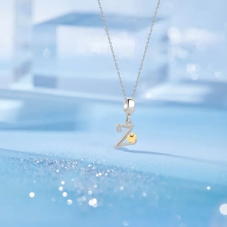XWN Buchstabe Charm Anhänger Alphabet A-Z, 925 Sterling Silber mit Zirkon, kompatibel mit Pandora Armbändern und Halsketten, für Damen – Bild 4