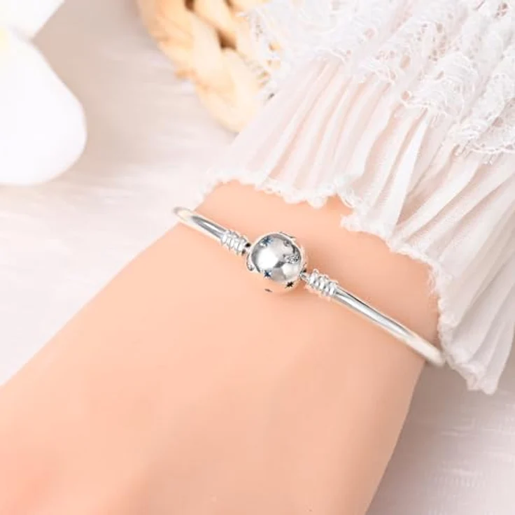 LNQOBU Damen Armband Silber 925, Schlangen Schmetterling Armband mit Funkelndem Herzverschluss Charms und Spacer Perlen – Bild 4