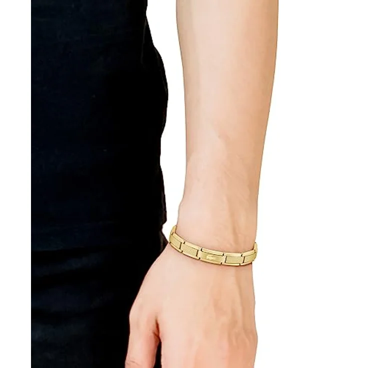 Lacoste Armband STENCIL, Herrenarmband mit Knebelverschluss aus Edelstahl, gelbgoldene IP-Beschichtung, 17 cm Innenumfang – Bild 2