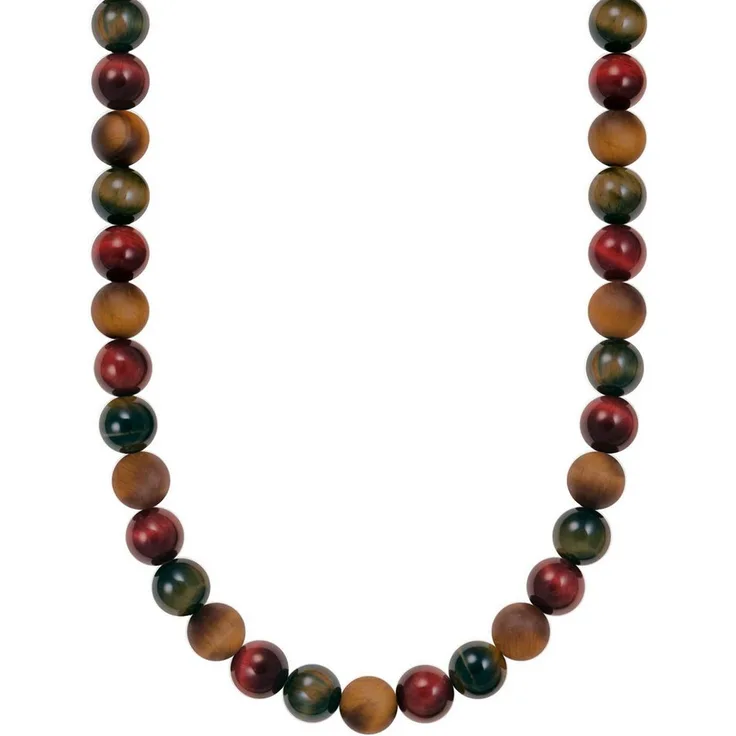 THOMAS SABO Talisman-Kette, Beadkette mit Tigerauge in Gold, Blau-Gold und Rot, symbolische Halskette zur Förderung von Selbstbewusstsein und innerer Stärke