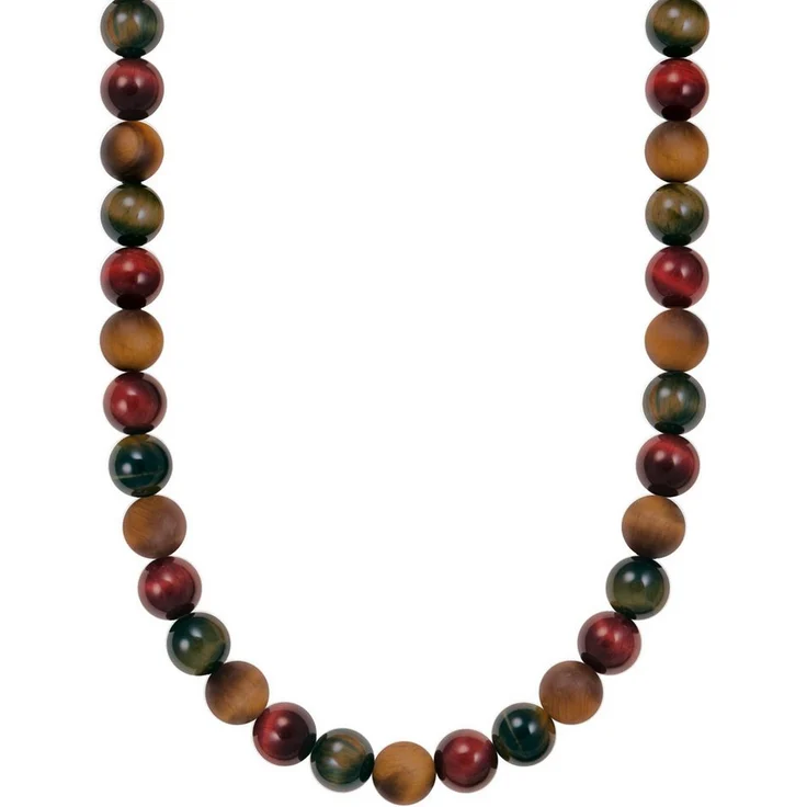 THOMAS SABO Talisman-Kette, Beadkette mit Tigerauge in Gold, Blau-Gold und Rot, symbolische Halskette zur Förderung von Selbstbewusstsein und innerer Stärke