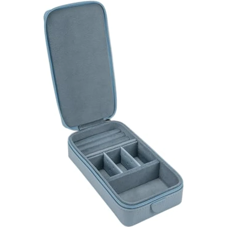 Windrose Schmuckkoffer M Marvella, eleganter Schmuckkasten in Lederoptik, sky-blau, handgefertigt – Bild 3