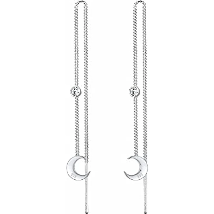 Elli Ohrringe Damen Halbmond Solitär aus 925 Sterling Silber mit Kristall, handgefertigt und hochglanzpoliert – Bild 3