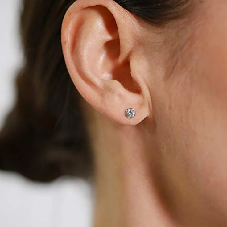 trendor Ohrringe 585 Weißgold 14 Karat, 4,5 mm mit synthetischen Zirkonias, eleganter Ohrschmuck für Damen und Herren, Geschenkidee 75103 – Bild 3