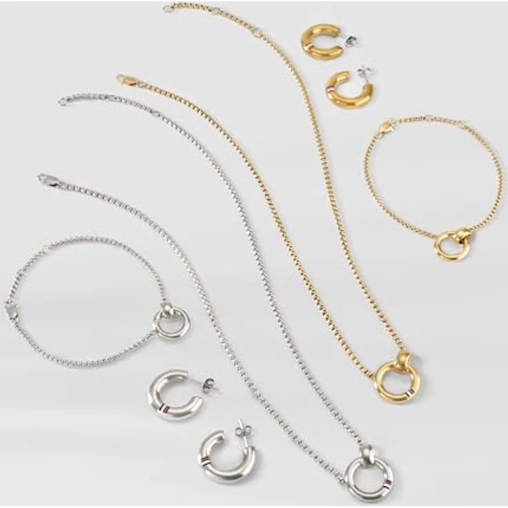 Tommy Hilfiger Jewelry Creolen für Damen, goldfarbener Edelstahl mit Schmetterlingsverschluss, 2,2 cm – Bild 5