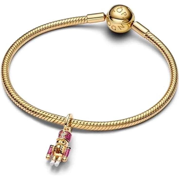 PANDORA Moments Beweglicher Nussknacker Charm-Anhänger, 14K vergoldete Metalllegierung mit Zirkonia, Weihnachtsmotiv, kompatibel mit ME und Moments, 763583C01 – Bild 3