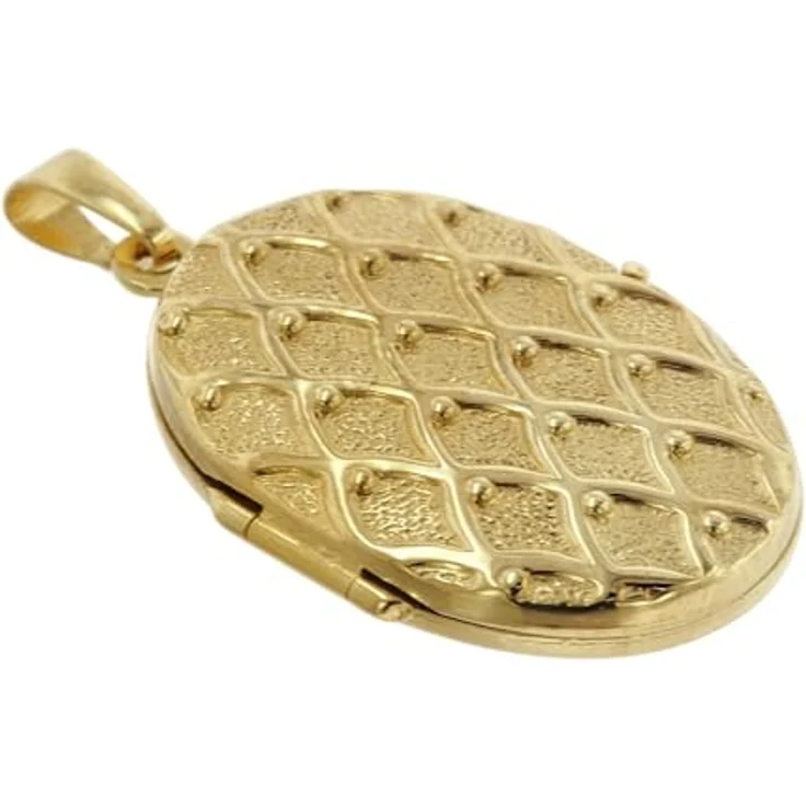 trendor 75535 Medaillon, 8-karätiges Gold 333 mit Netzmuster, aufklappbar zur Aufbewahrung von 2 Bildern, Größe 22 x 16 mm – Bild 3