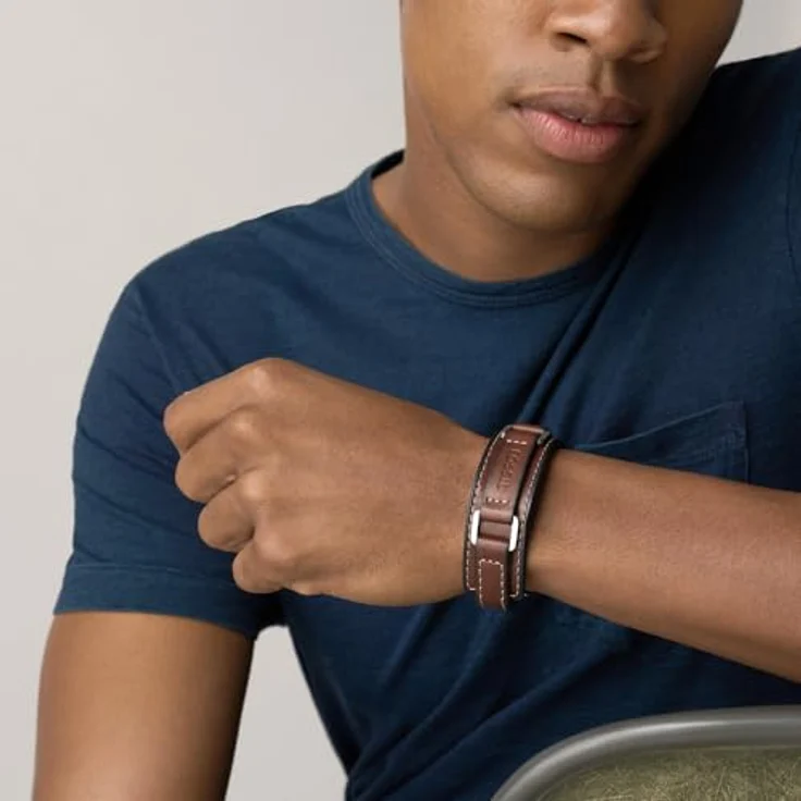 Fossil Machine Herren Braun Lederarmband, JF04941040, Mattes Finish, Sichere Dornschließe, 25 cm Länge, 2,4 cm Breite – Bild 2