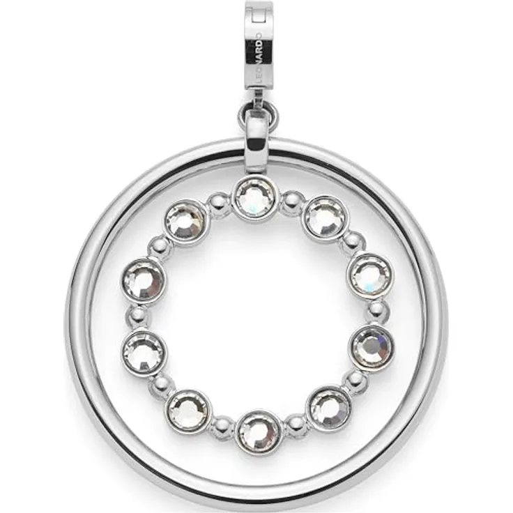 JEWELS BY LEONARDO Anhänger Clip & Mix Bobby, Ketten-Anhänger aus silberfarbenem Edelstahl mit beweglichem Innenring und Glassteinen, Schmuck Geschenk für Frauen, 024945