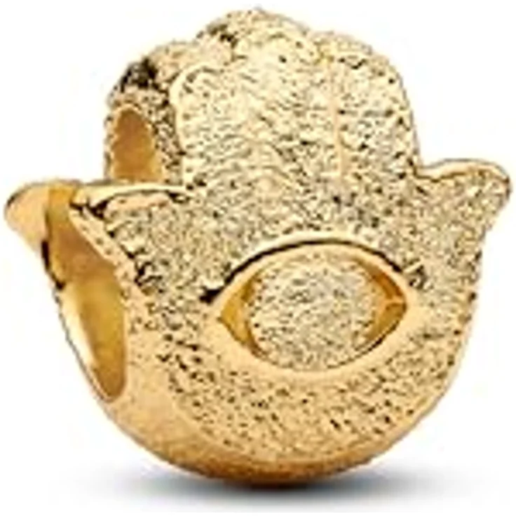 PANDORA Moments Hand der Fatima Mini-Charm, Sterling Silber mit 14k vergoldeter Metalllegierung, strukturierte Oberfläche, kompatibel mit Moments, 764042C00 – Bild 1