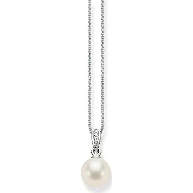 Thomas Sabo Damen-Halskette mit Anhänger 925 Silber, Perle weiß, Ovalschliff, Zirkonia, 42 cm - SCKE150060 – Bild 1