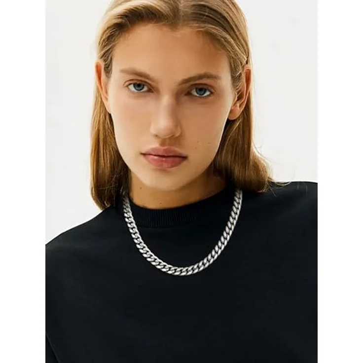 PROSTEEL Herren Panzerkette 51cm Edelstahl Kette 10mm massiv schwer kubanische Gliederkette silber für Hip-Hop Street Style Schmuck – Bild 4