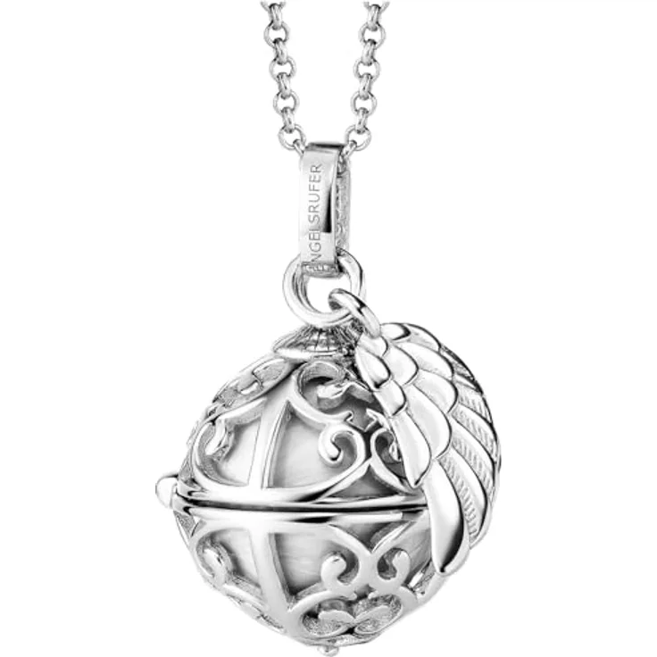 Engelsrufer Damen Halskette ERN-ER23-20-XS, Sterling Silber mit perlmutt Klangkugel, nickelfrei, Karabinerverschluss, 45+5 cm
