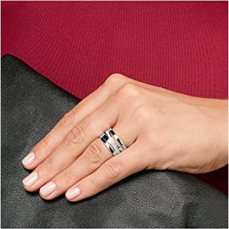JETTE Damenring 925er Silber rhodiniert mit 40 Zirkonia, eleganter Schmuck in Geschenkbox – Bild 2