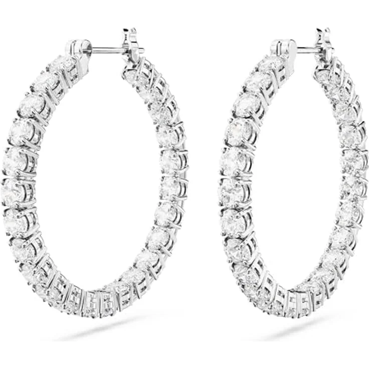 Swarovski Matrix Kreolen, Rhodinierte Ohrringe mit Strahlenden Swarovski Kristallen, Zeitloses Design – Bild 3