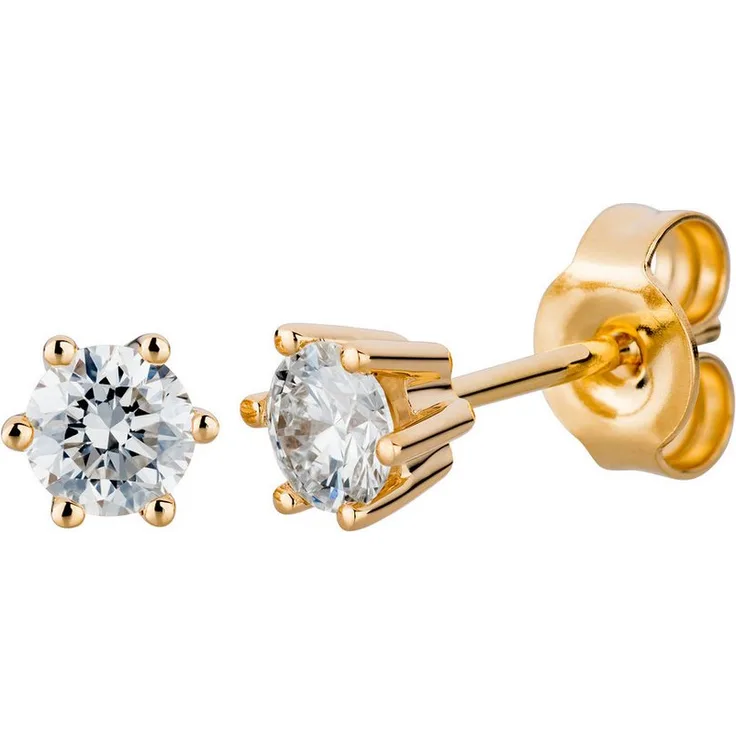 Orolino Paar Ohrstecker Gold 750, 2x Brillant 0,50 ct, Gelbgold mit Krappenfassung