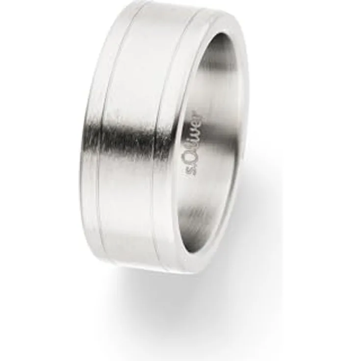 s.Oliver Herrenring aus mattiertem Edelstahl, klassisches Design, Größe 62, silber, perfekte Geschenkidee