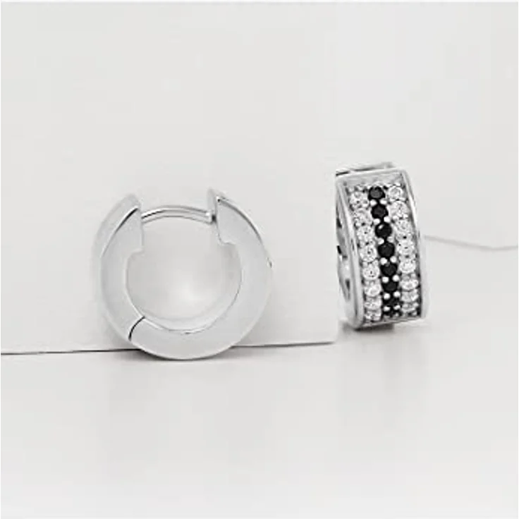JETTE Damen-Creolen 925er Silber mit 32 Zirkonia, Durchmesser 12 mm, One Size – Bild 2