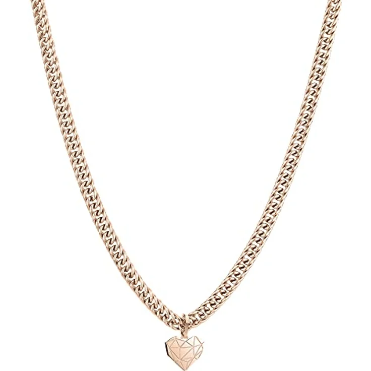 LIEBESKIND Halskette Broken Heart, Edelstahl IP Roségold, 45 cm mit grafischem Herzanhänger und Karabinerverschluss – Bild 1