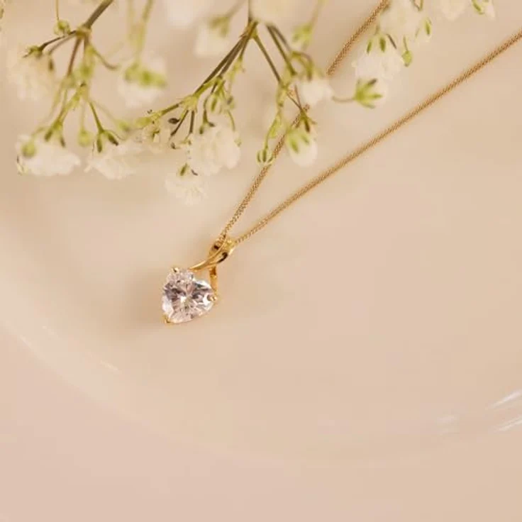 Amor Damen Kette mit Herz-Anhänger, 375/9 Gold, 42 cm, Zirkonia, Geschenkbox – Bild 5