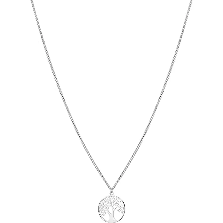 Tamaris Halskette TJ-0089-N-45, Edelstahl, Lebensbaum Anhänger, 40 + 5 cm verstellbar, Silber