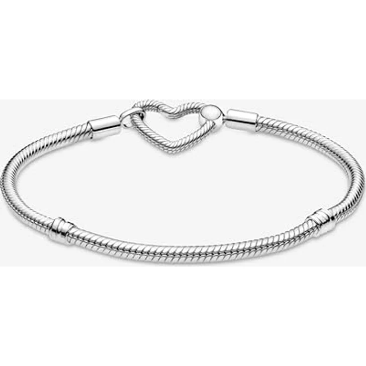 PANDORA Armband Moments "Herzverschluss", silber, 21 cm, aus Sterling-Silber mit Schlangenglieder-Design, geeignet für 18-25 Charms – Bild 4