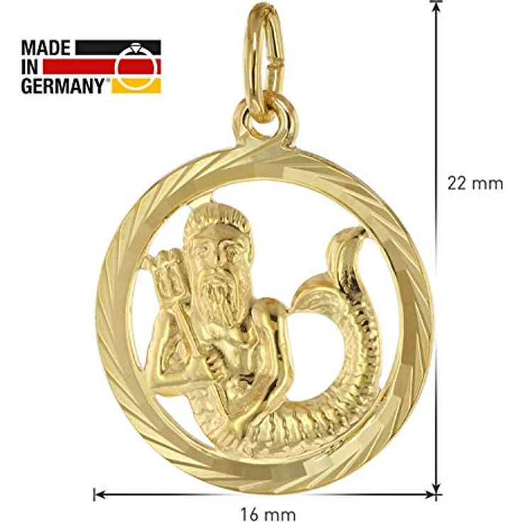 trendor Sternzeichen Wassermann 333 Gold Anhänger Ø 16 mm, modischer Tierkreiszeichen Anhänger aus Echtgold für Damen und Herren, elegante Geschenkidee, 39000-02 – Bild 4