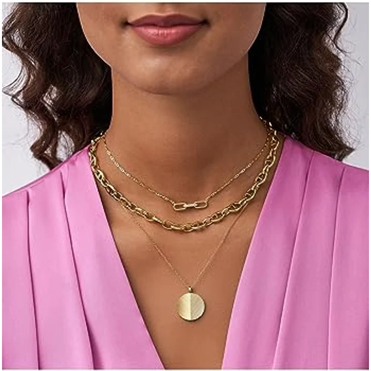 Fossil Damenkette Heritage D-Link, Edelstahl goldfarben, 400mm + 50mm, Karabinerverschluss, poliert – Bild 5