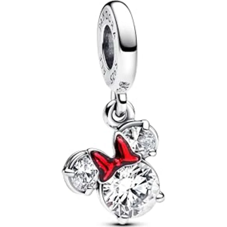 PANDORA Disney Minnie Maus Silhouette Charm-Anhänger, Sterling Silber mit Zirkonia und roter Emaille, kompatibel mit Moments Armbändern, 793533C01 – Bild 1