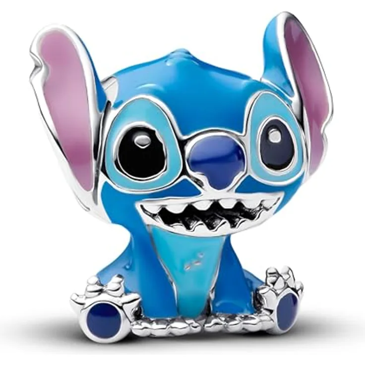 Pandora Moments Disney Stitch Charm aus Sterling Silber, kompatibel mit Moments Anhängern, handgefertigt, 793815C01