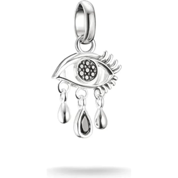 THOMAS SABO Charm-Einhänger Wednesday Tränendes Auge, Silber 925 mit schwarzen Zirkoniasteinen