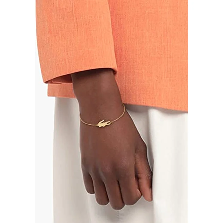 Lacoste Gliederarmband für Damen Kollektion CROCODILE, Edelstahl mit nelkengoldener IP-Beschichtung, Innenumfang 16,5 cm, Karabinerverschluss, legendäres Krokodillogo – Bild 3
