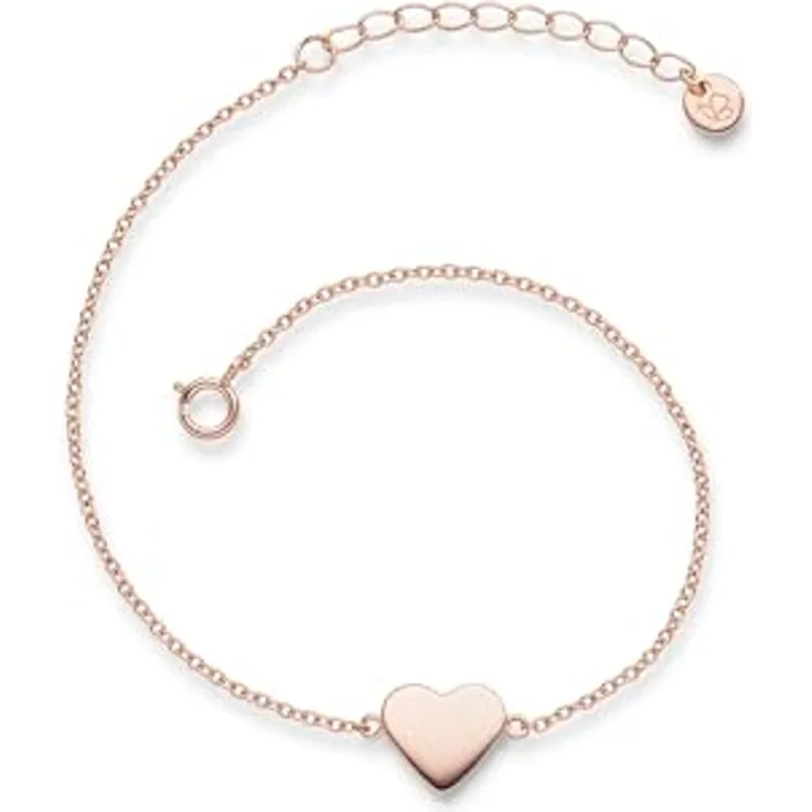 GLANZSTÜCKE MÜNCHEN Damen-Armband Herz, rosévergoldet aus Sterling Silber 925, 17 + 3 cm, mit Herz-Anhänger, hochwertiges Schmuckstück in Geschenkverpackung