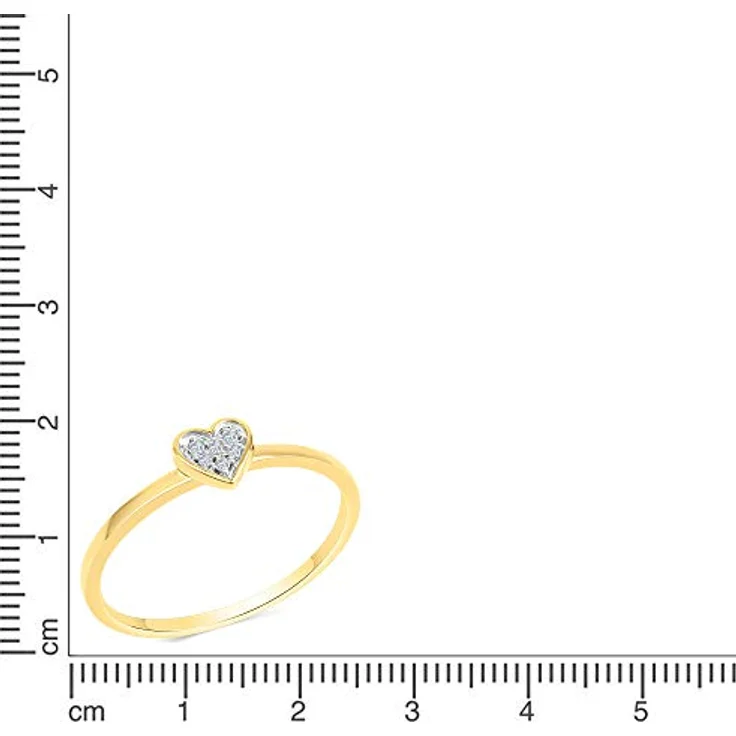 Diamonds by Ellen K. Damen Ring 585 Gold, glänzend mit zweifarbigen Herzen und Brillant, gelb, 0,025ct, inkl. Etui – Bild 2