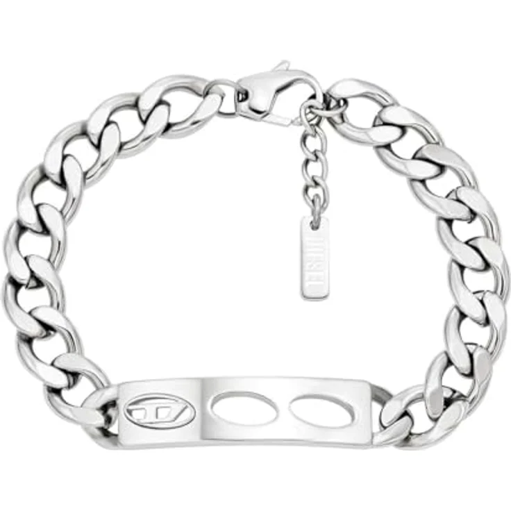 Diesel DJDX1663-040 Bileklik, Herren-Armband aus poliertem Edelstahl, silberfarben, 195 mm Länge – Bild 1