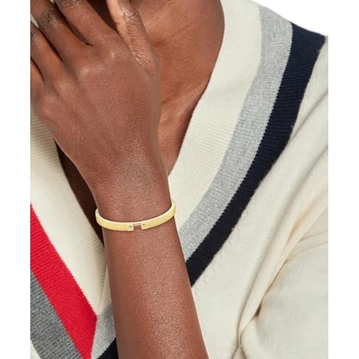 Tommy Hilfiger Jewelry Damen Armreif, Edelstahl mit Ionenplattierung in Gelbgold, verziert mit Kristallen, Scharnierverschluss - 2781048 – Bild 2