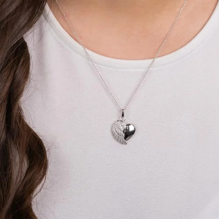 Engelsrufer Damen Herzflügel Anhänger für Halskette, 925 Sterling Silber, nickelfrei, Ösenverschluss, filigran, rhodiniert – Bild 2