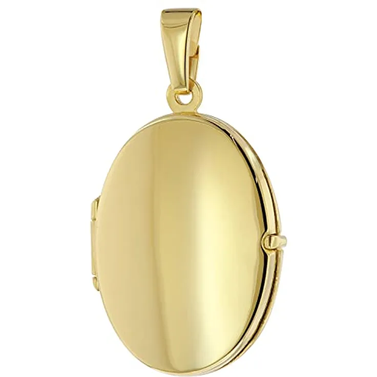 trendor Medaillon Anhänger 333 / 8K Gold, ovales Foto Medaillon für 2 Bilder, eleganter Halsschmuck für Damen, ideale Geschenkidee, 51090