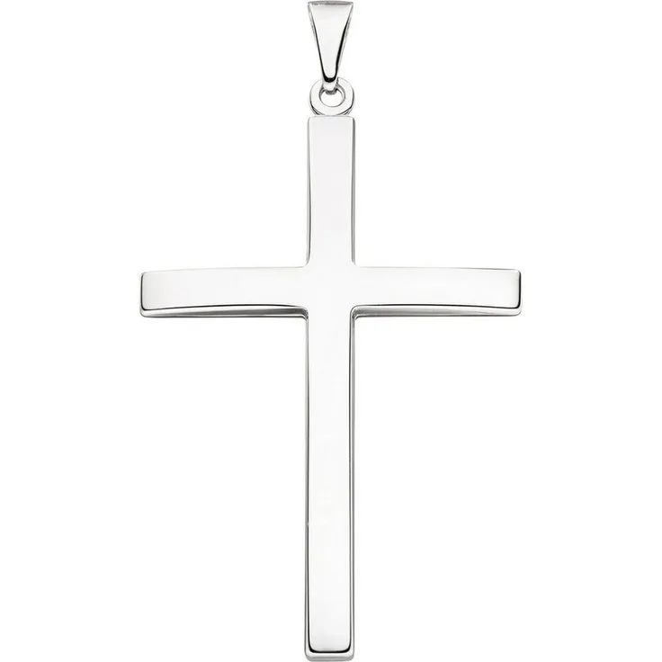 JOBO Kreuzanhänger aus 925 Sterlingsilber, rhodiniert, 58,4 mm hoch, anlaufgeschützt